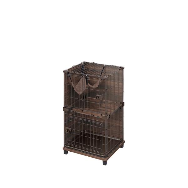 アイリスオーヤマ ファニチャースタイルケージ2段 PFSC-602 ウォールナット キャットランド キャットタワー 3段 ケージ 檻 オリ ハウス ゲージ