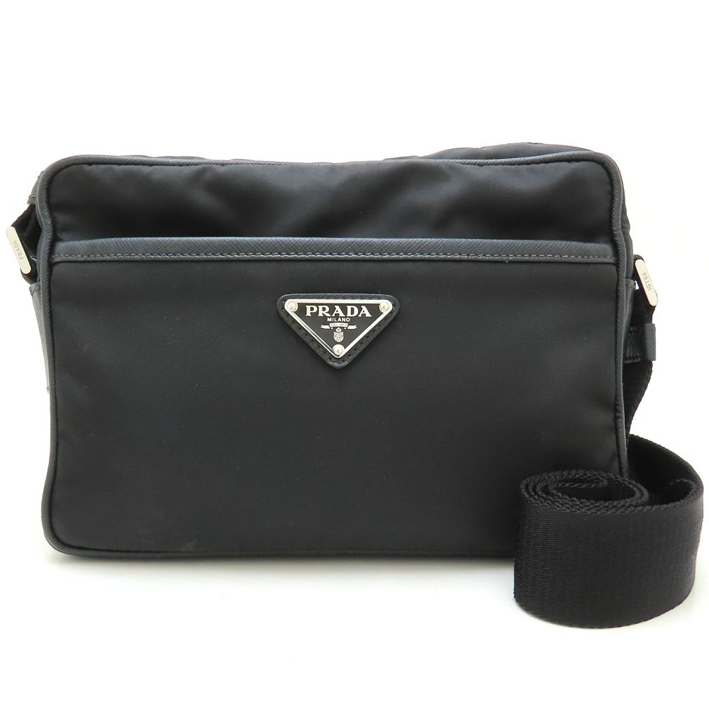 2VH048 ショルダーバッグ ナイロンxサフィアーノレザー NERO/352558【中古】