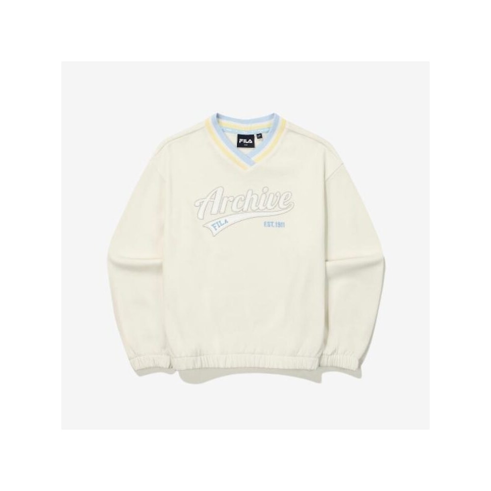 [FILA KIDS] Vネックトランスフォーメーションスウェットシャツ (FK2POG3402F_CRM) Q0ZFK2POG3402FCRM