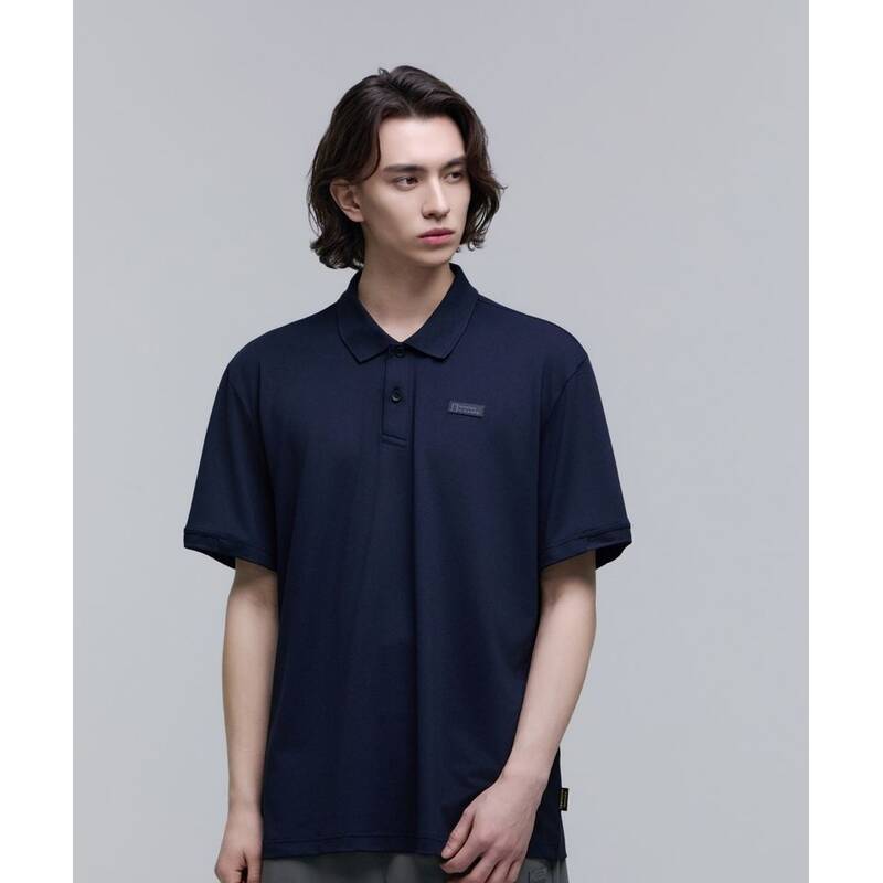 ナショナルジオグラフィック NATIONALGEOGRAPHIC N252MPL810 ウェルラカ クール感 ベーシックフィット ピケ カラーシャツ DEEP SEA NAVY N252MPL8101