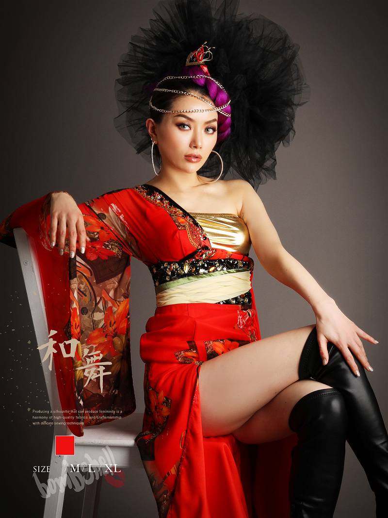 和装 和風衣装 振袖 和装 着物 和柄 花柄 よさこい 創作ダンス ダンス衣装 コスチューム bombshell