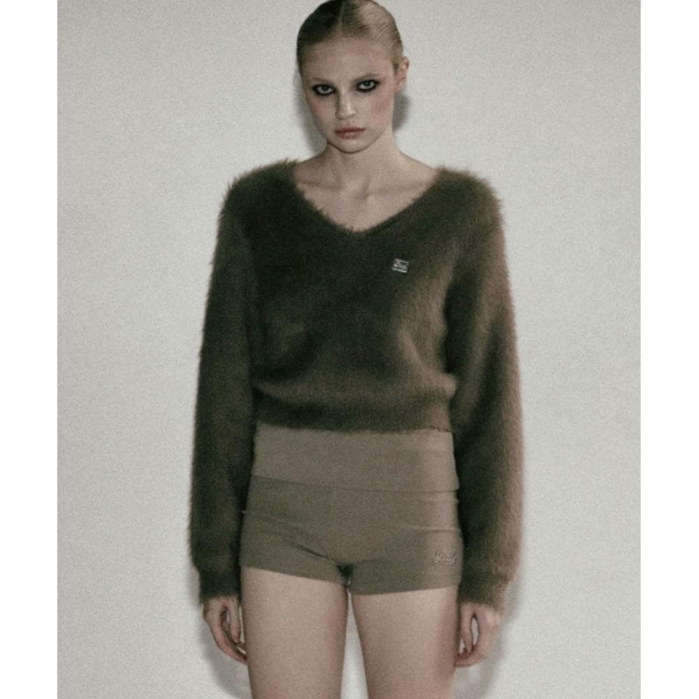 BADBLOOD BS Mohair V-neck Sweater Tobacco w-knt24-016