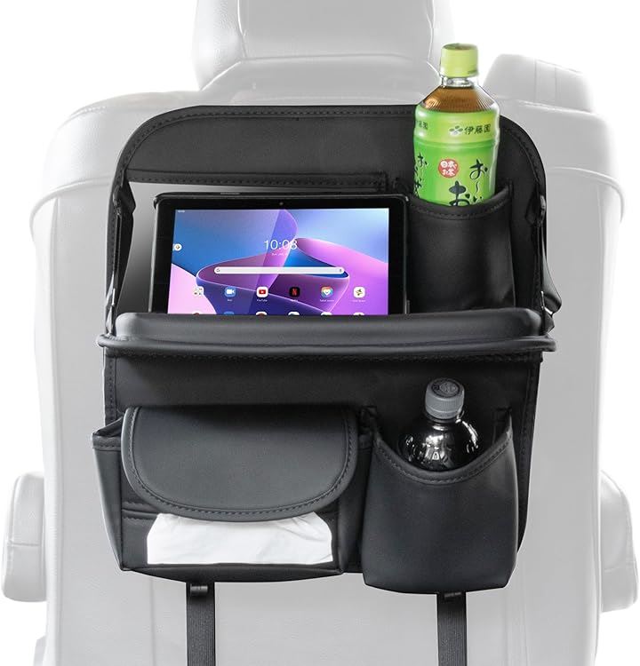 シートバックポケット もう車内散らからない タブレットホルダー 後部座席 キックガード 車用品 便利グッズ キックバック 収納 テーブル 汚れ防止 防水防汚(ミドル(テーブル付))