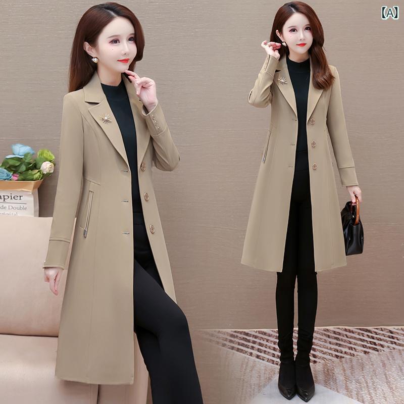 トレンチコート シンプル カジュアル 普段着 大人 きれいめ 上品 マルチシーン レディース ファッション 大きめサイズ 春秋