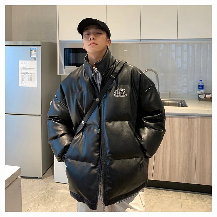 ゆったり 港風 PU革 ウォーム 防寒 ins 高級感 質感 百掛け コットンジャケット 立ち襟 個性 おしゃれ ジャケット