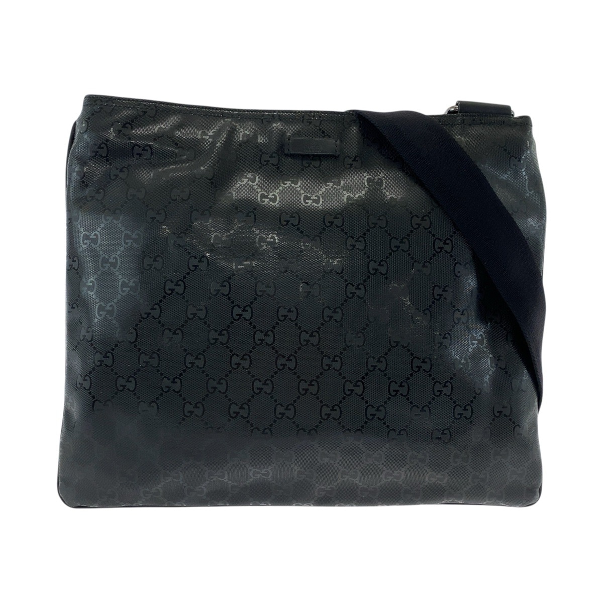 美品 GGインプリメ ブラック 黒 PVC 201446 ショルダーバッグ メッセンジャーバッグ 男女兼用 メンズ 503519