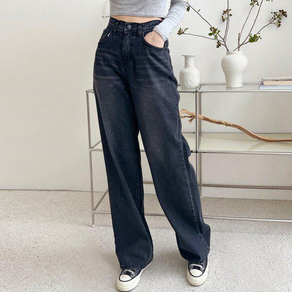 パンツ ビッグサイズ 女性 ワイドパンツ ジーンズ 女性 ワイドパンツ ワイドデニムパンツ HY703 バックバンディング ロングワイド