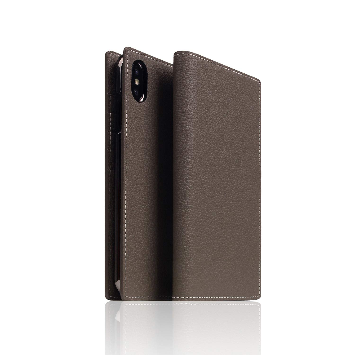 SLG Design iPhone XS/X ケース 手帳型 本革 レザー Full Grain Leather Case エトフクリーム 5.8インチ アイフォン カバー ワイヤレス充電対応【日本正