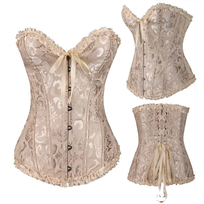 アプリコットレースリボン コルセット S M L ベージュ色 コットン ボディースーツ 仮装 コスプレ コスチューム SM風 ボンデージ 大人 アダルト ハロウィン 合皮 ゴスロリ mtr045