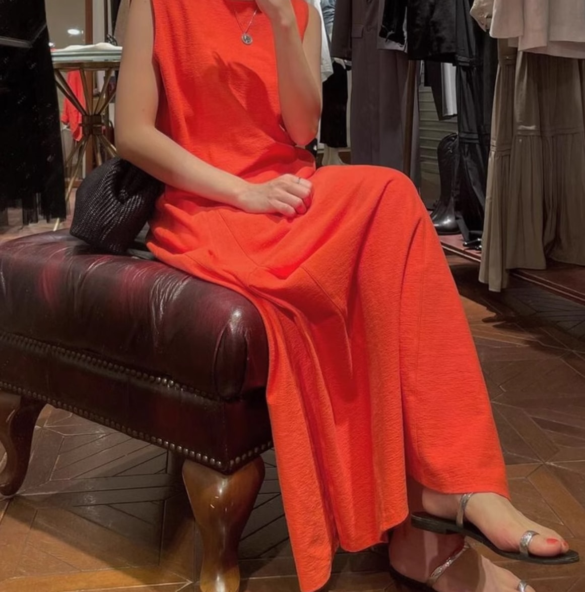 ワンピース ルームウェア フレア レディース ロング マキシ 丈長 袖なし ノースリーブ ラウンドネック クルーネック フレア Aライン 異国風 ヴィンテージ 薄手 かわいい 大人可愛い きれいめ