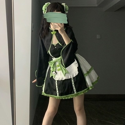 ロリータ コスプレ パンダ 中華風 キョンシー服 長袖 洋服 レトロ スカート コスチューム 日常