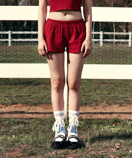 YOUHEE EYELET SHORTS RED YHSPEB001RD