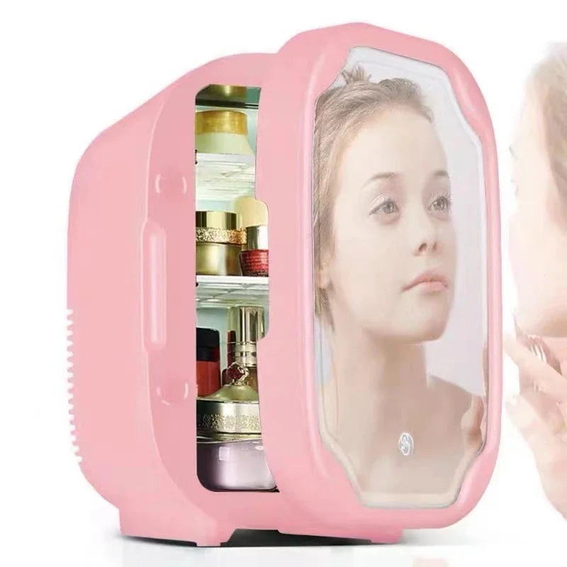 コンパクト LED照明付きポータブルホワイト 8L フェイスマスク ミニ冷蔵庫 化粧品 新品スキンケア 小型 ミニ冷蔵庫