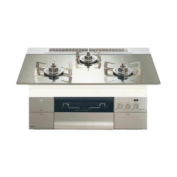 N3S23PWASKSTESC-LP プラチナシルバーガラストップ プログレ ビルトインガスコンロ (プロパンガス用・3口・幅75cm)