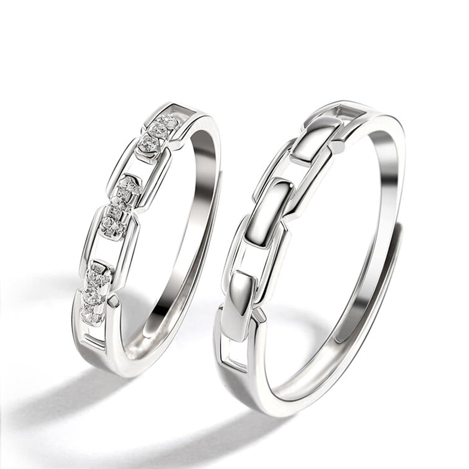 [Jeulia] ペアリング カップル リング ージルコニア 純銀製指輪 レディースリング メンズリング 婚約指輪 調整可能 指輪 フリーサイズ 2個 925 ファッション 専用ボックスつきイズ 誕生