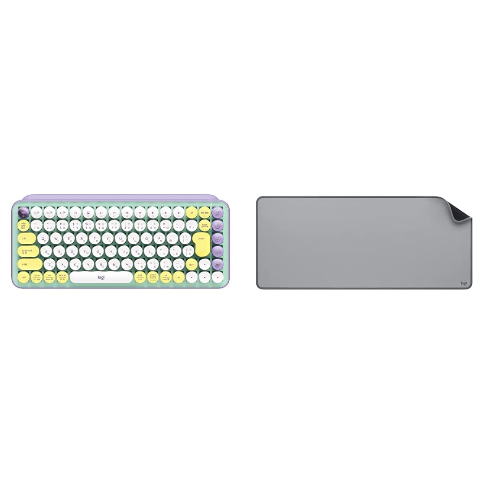【セット買い】ロジクール POP KEYS K730PL メカニカル ワイヤレス キーボード パープル 日本語配列 メカニカルキーボード bluetooth Logi Bolt U 96307