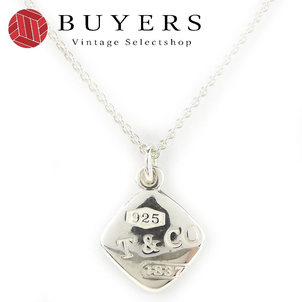 中古 ネックレス 1837 モンタージュクッション シルバー925 約5.4g シルバー スクエア アクセサリー ロゴ レディース 女性