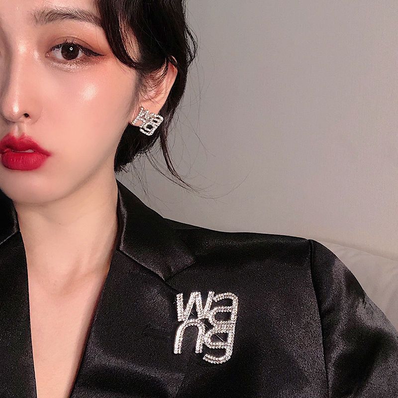 10psc満ドリルのアルファベットのブローチのイヤリングの韓国のネットの赤い気質は簡単です