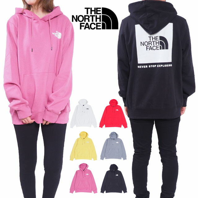ノースフェイス パーカー メンズ ボックスロゴ プルオーバー フーディ レディース S M L XL XXLサイズ 裏起毛 USモデル 大きいサイズ 男性 女性 ブラック ホワイト レッド ピンク レ