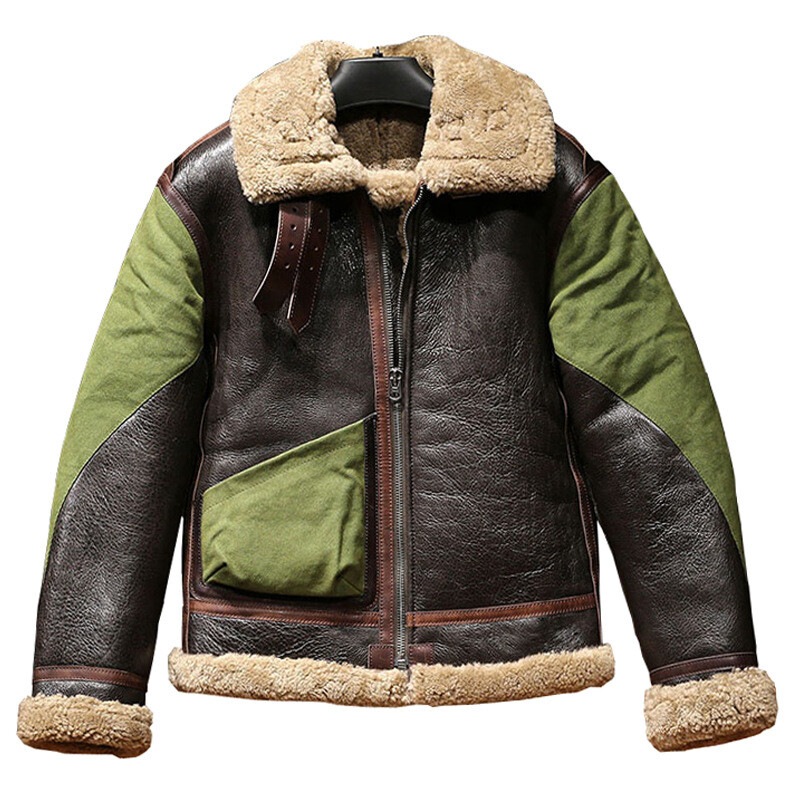 コウイチ　ムートンジャケット 裏ボア 羊革 空軍 シープスキン 本革 防寒服 ホースレザー フライトジャケット 6XLサイズ/グリーン
