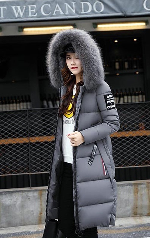 5231.ファーフード付きダウンコート（グレー）2019 春夏 sale 春夏 sale アウター ジャケット 美ライン おしゃれ きれいめ オフィス ビジネス お出かけ パーティー 女子会 普段使い