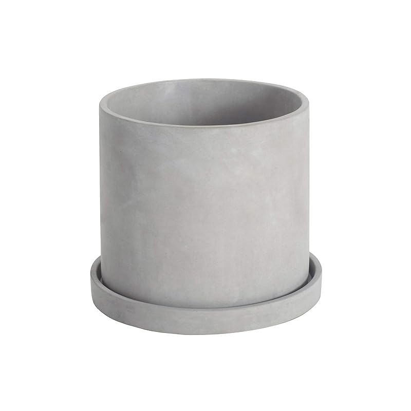 Ekirlin 植木鉢 鉢 セメント 8号 おしゃれ 大型 植物 受け皿付き コンクリート プランター 円筒形鉢 観葉植物 底穴あり耐用 シンプル グレー 4,893円