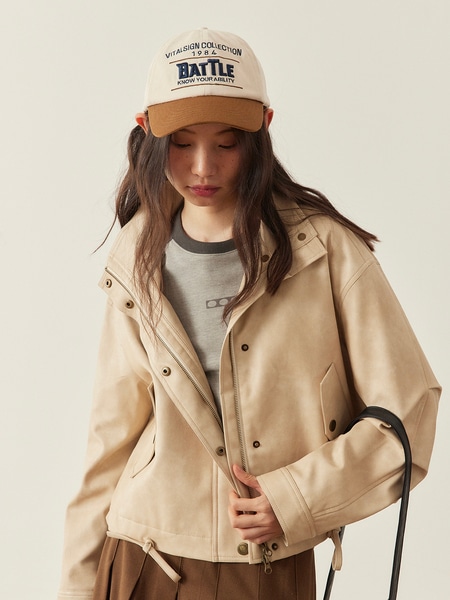 ショートカジュアルオートバイブラックレザージャケット