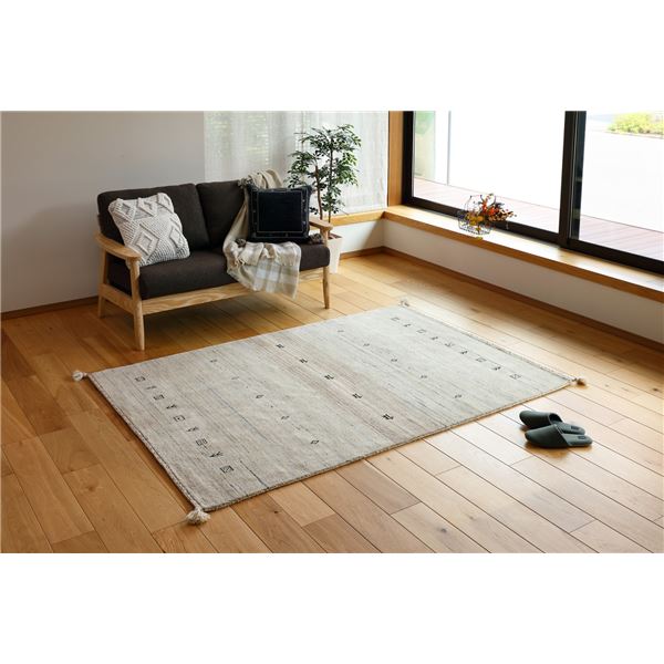 ラグマット 絨毯 約70×120cm L16 ニュージーランドウール100％ 保温性 調湿効果 オールシーズン可 ギャッベ リビング