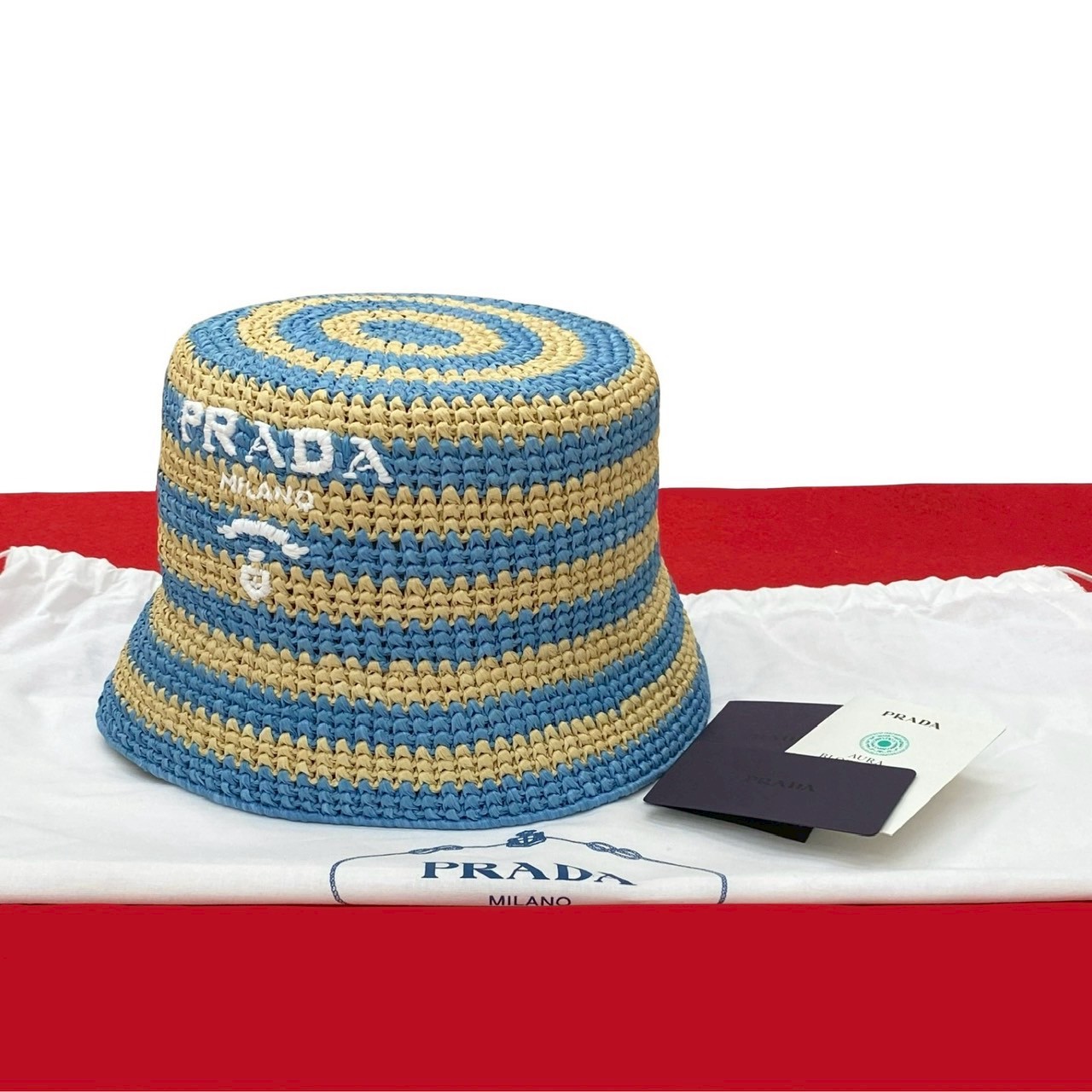 ロゴ バケットハットハット ラフィア ブルー f1681