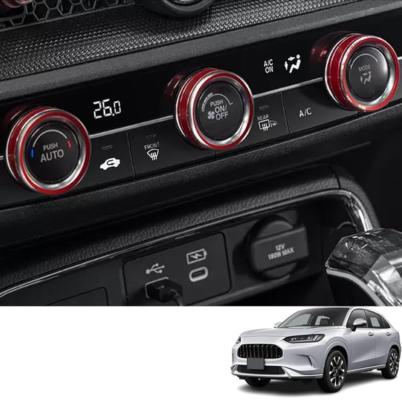 Bmolpt エアコン ダイヤルカバー適用ホンダ 新型ZR-V/ZRV RZ3 RZ4 RZ5 RZ6 RZ系(2023年4月)アルミ合金素材 空調ノブボタンカバー 内装 アクセサリー カスタム パ