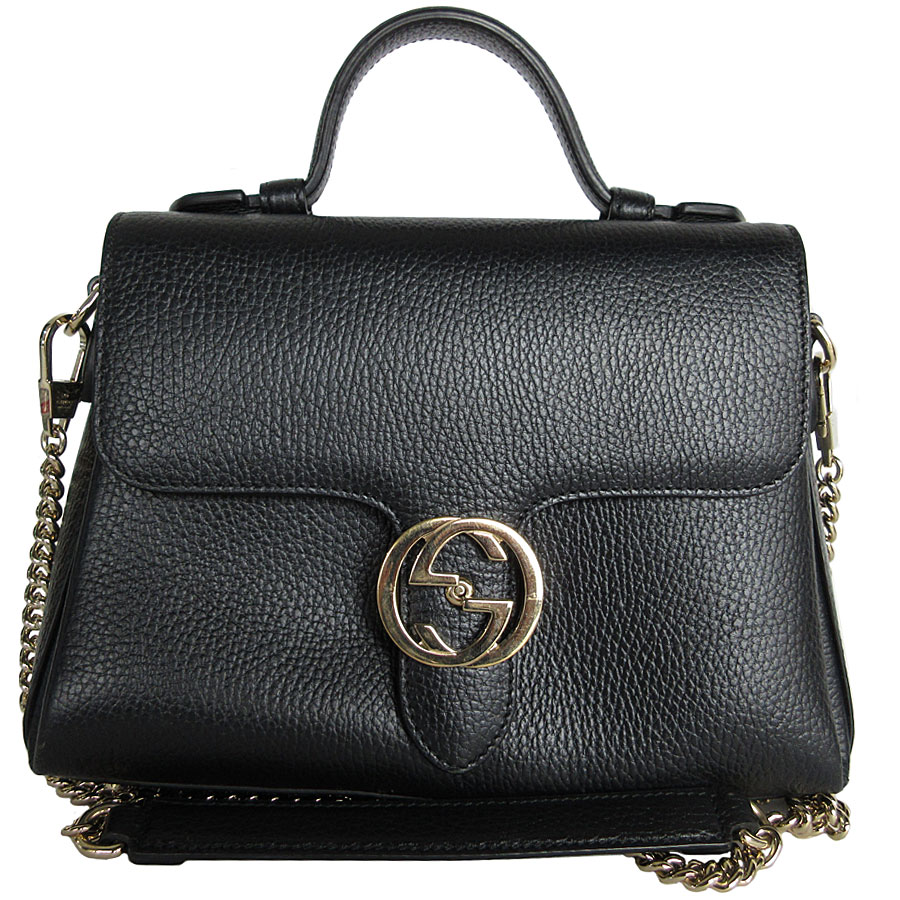 グッチ GUCCI ショルダーバッグ インターロッキングG レザー ブラック レディース 510302 k0050a