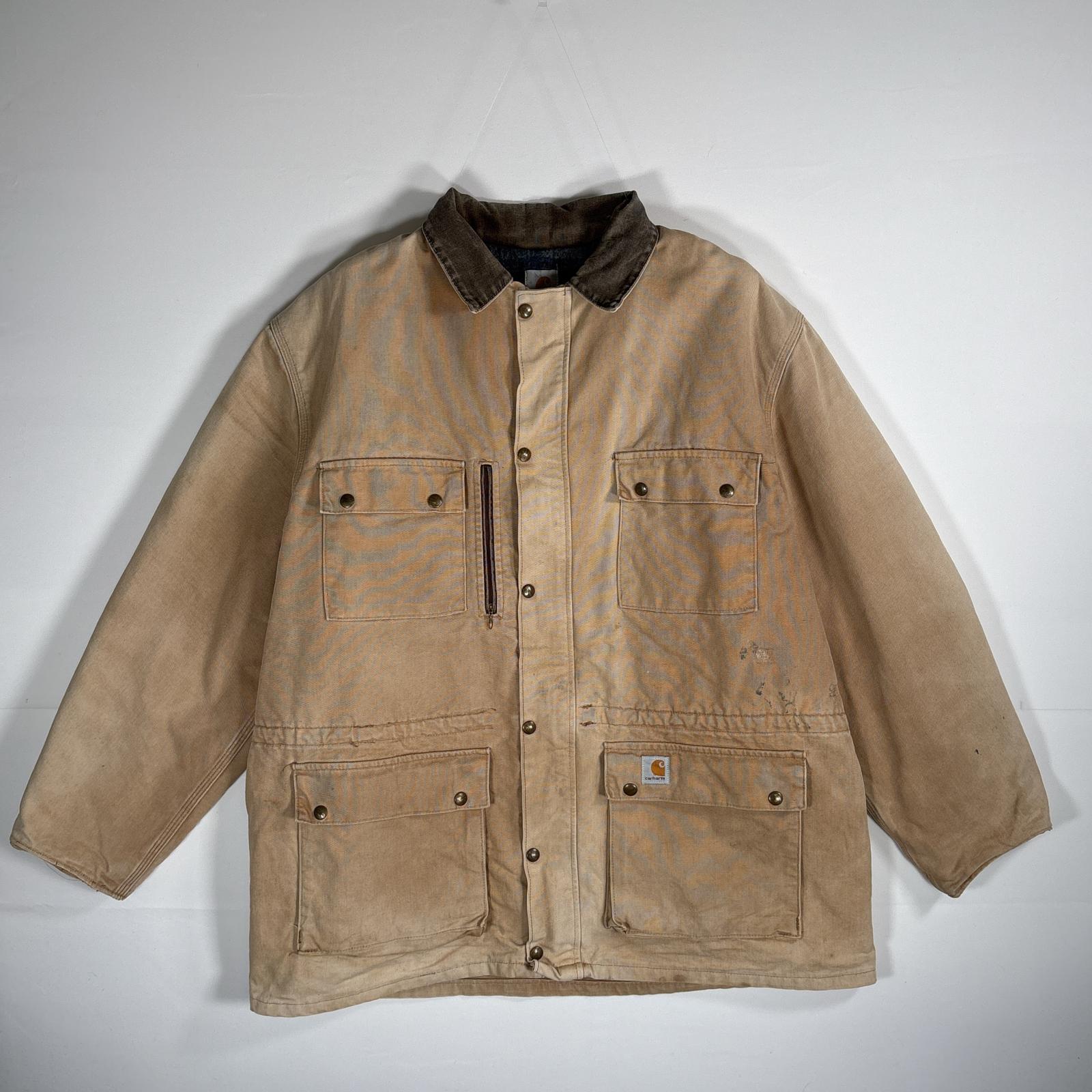 古着 カバーオール ミシガンチョアコート ダックジャケット 裏地ブランケット ベージュ系 メンズ