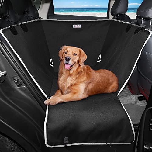 犬用カーシートカバー 後部座席用 - 防水犬用ハーフハンモック 車用 傷防止 ペット用後部座席プロテクター 耐久性 滑り止め ブースターシート 小型犬中型犬大型犬用