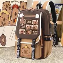 スタイリッシュなかわいいカピバラコンピュータバックパック大学学校カジュアルデイパックティーンバッグ大容量調節可能なストラップ通学
