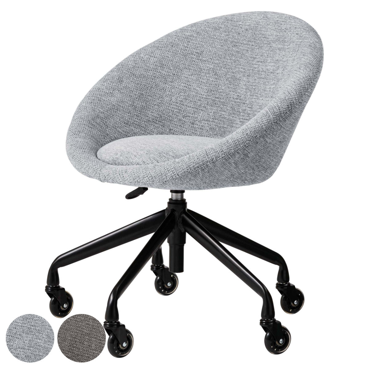 デスクチェア 昇降式 座面高44ー50cm キャスター付き オフィスチェア パソコンチェア 椅子 チェア シンプル モダン スタイリッシュ ファブリック 布 背もたれ カーブ 曲線