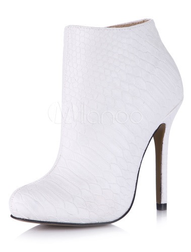 ポインテッドトゥスティレットヒールPUレザーハイヒールのブーツ