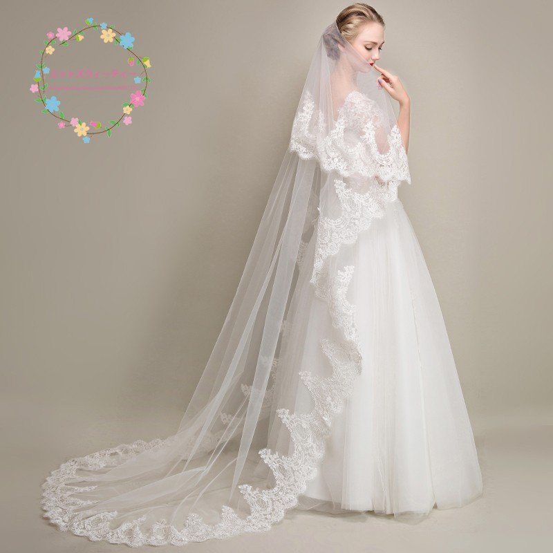 ロングベール 結婚式用ベール ウエディングベール マリアベール ブライダル 安い 二次会 チャペルベ