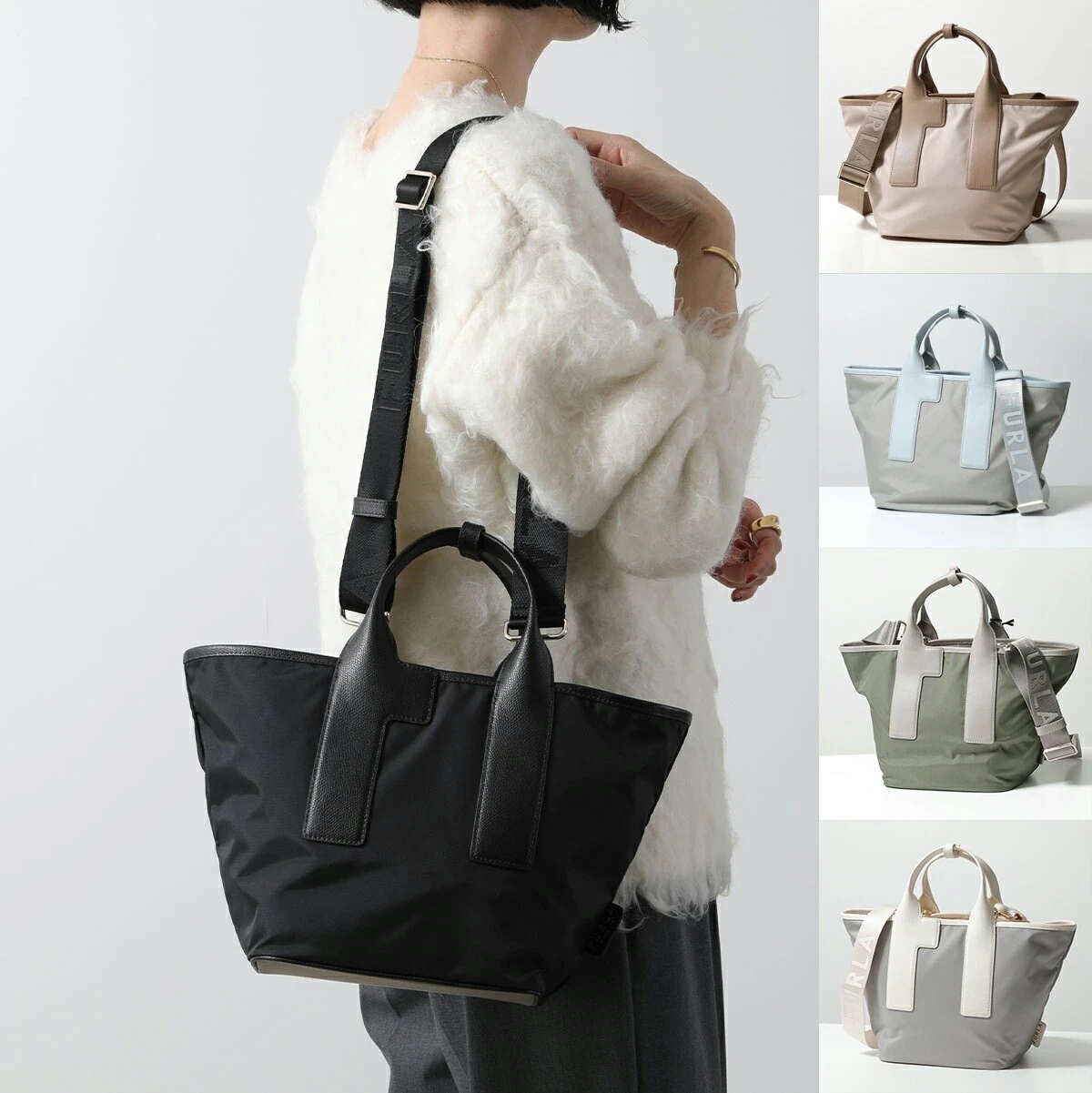 Furla フルラ ショルダーバッグ PIUMA ピューマ トートバッグ M WB01269 BX3050 レディース レザー ナイロン ハンドバッグ ロゴ 鞄 カラー5色