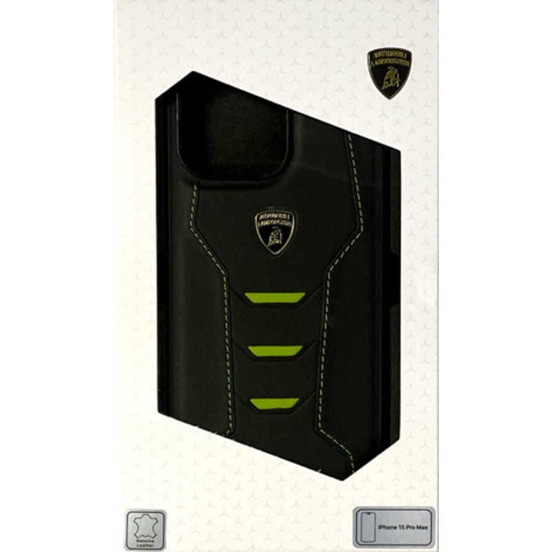 エアージェイ　ランボルギーニ iPhone15 Pro Max用 本革 背面ケース グリーン　LBTPUPCIP15PMHUD16GN