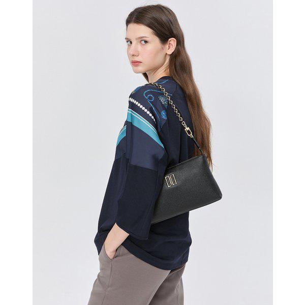 [24FW] [定番商品] ブラック DDロゴ 牛革 チェーンショルダーバッグ WCBA4F041BK