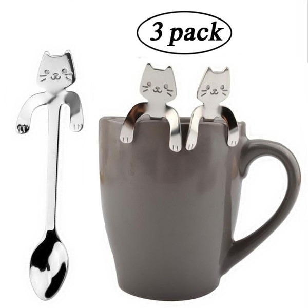 かわいい猫のスプーンロングハンドルのスプーンのフラットウェア飲み物のツールキッチンガジェット かわいい猫のスプーンロングハンドルのスプーンのフラットウェア飲み物のツールキッチンガジェット