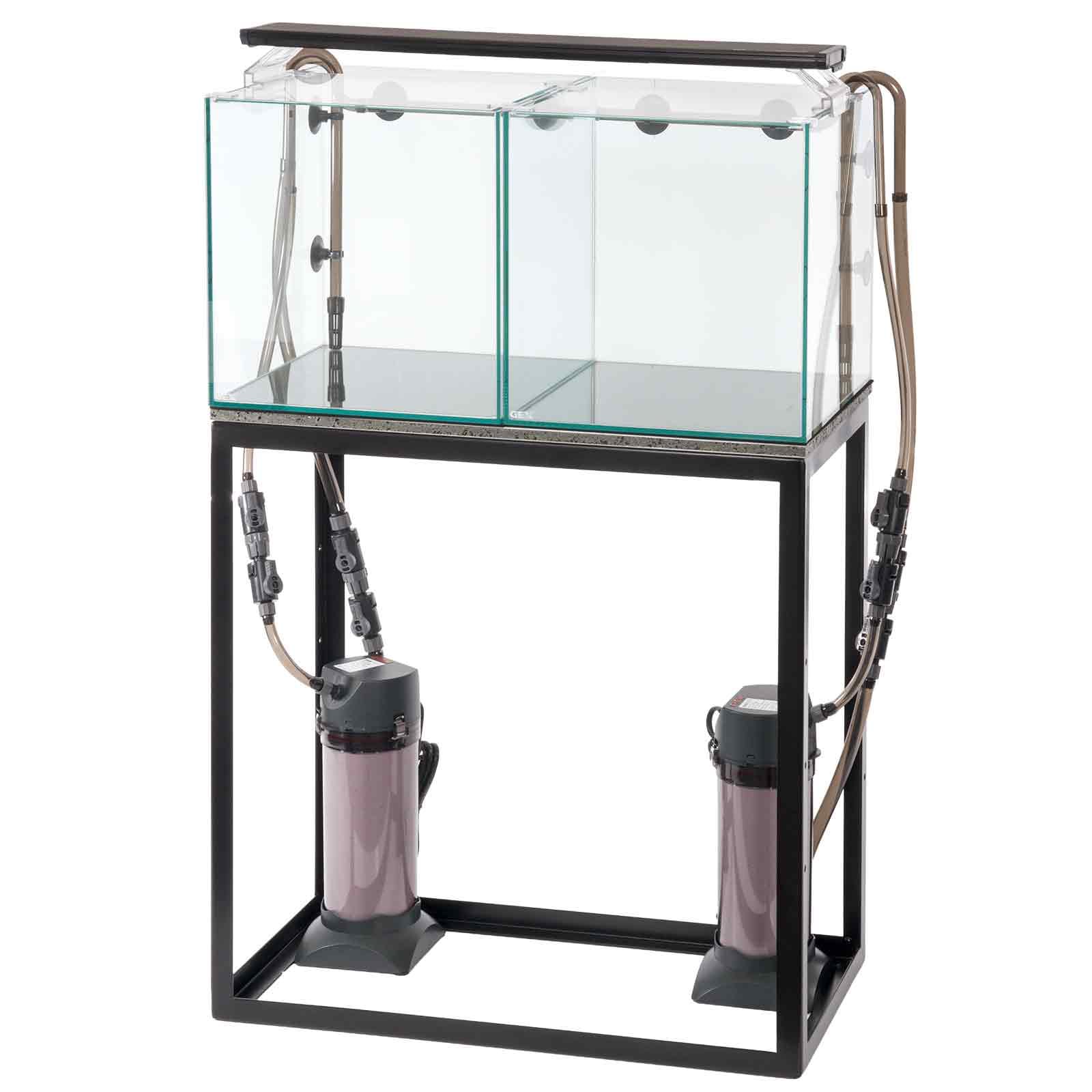 水槽セット　ＧＥＸ　グラステリア　３００キューブX２　水槽台（ブラック）＋外部フィルター＋照明セット　６０ｃｍ　ＣＲＣ10―11―03―30―40