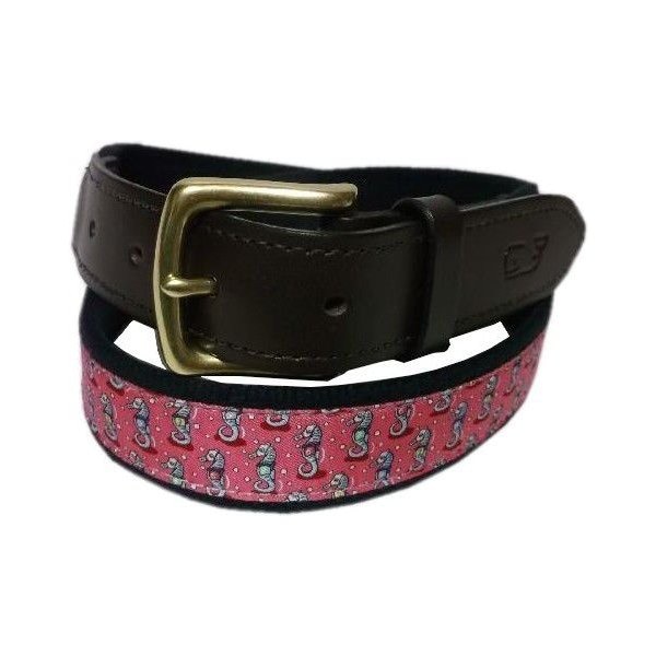 ヴィニヤードヴァインズ 本革製 レザー 布ベルト アメリカ製 ピンク vineyard vines VV4-012