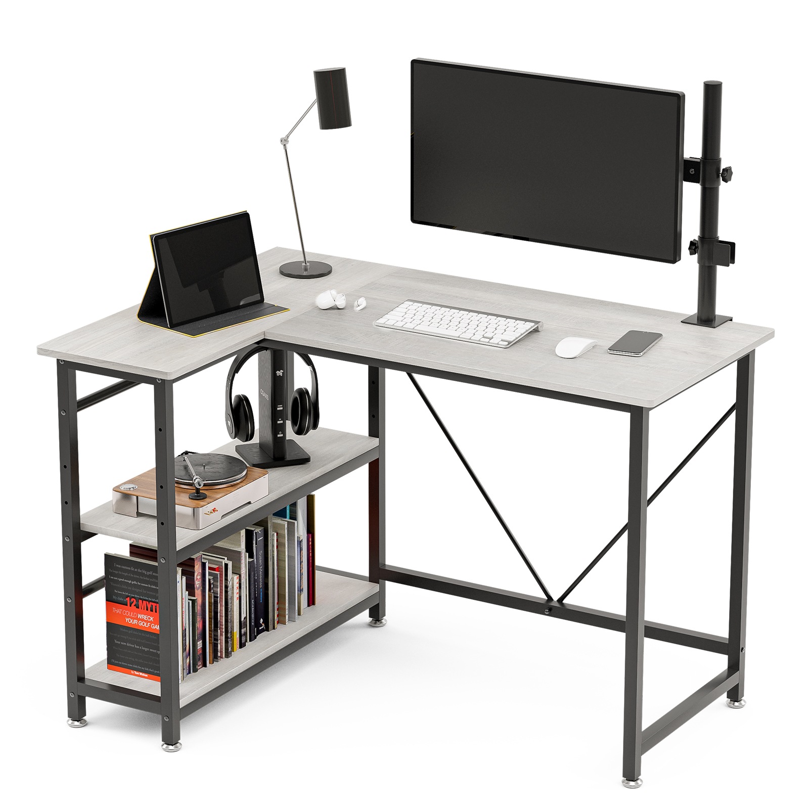 Sumthorts L字型 PCデスク 勉強机 パソコンデスク Qoo10] Sumthorts L字型パソコンデスク 机 幅110x奥行 : 家具・インテリア