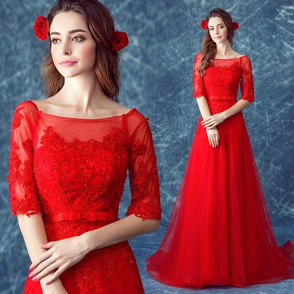 パーティードレス 袖あり 結婚式 フォーマル イブニングドレス カクテルドレス ロングドレス カラー