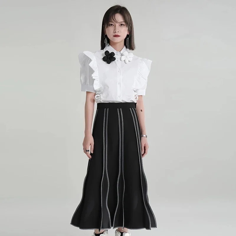 【J.Fashion】 波風 レトロ スカート Aライン ストレート ハイウエスト 非対称 ロングスカート メガ割30%までに制限 5,554円