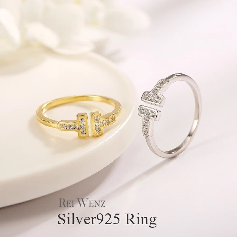 【高品質Silver925】T リング 指輪 フォークリング シルバー Silver925 プラチナ仕上げ レディース CZダイヤモンド ブランド プレゼント