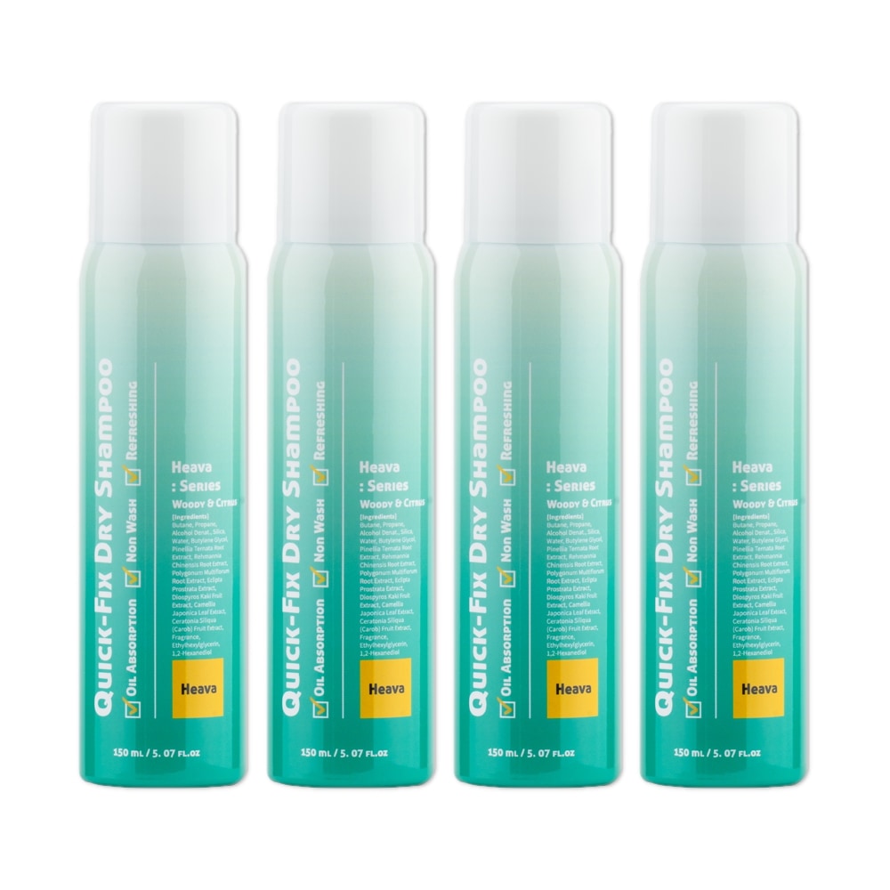Quick-Fix Dry Shampoo 150ml X 4個 (天然ミネラルシリカ成分配合, 手軽なスプレータイプで, 水なしで髪と頭皮を清潔に保つ秘訣)