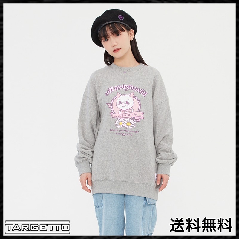 [韓国直配送][TARGETTO] RIBBON CAT SWEAT SHIRT_GREY