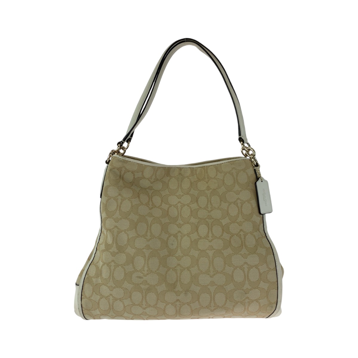 シグネチャー ベージュ ホワイト ゴールド金具 キャンバス F36424 ショルダーバッグ ハンドバッグ レディース 407621